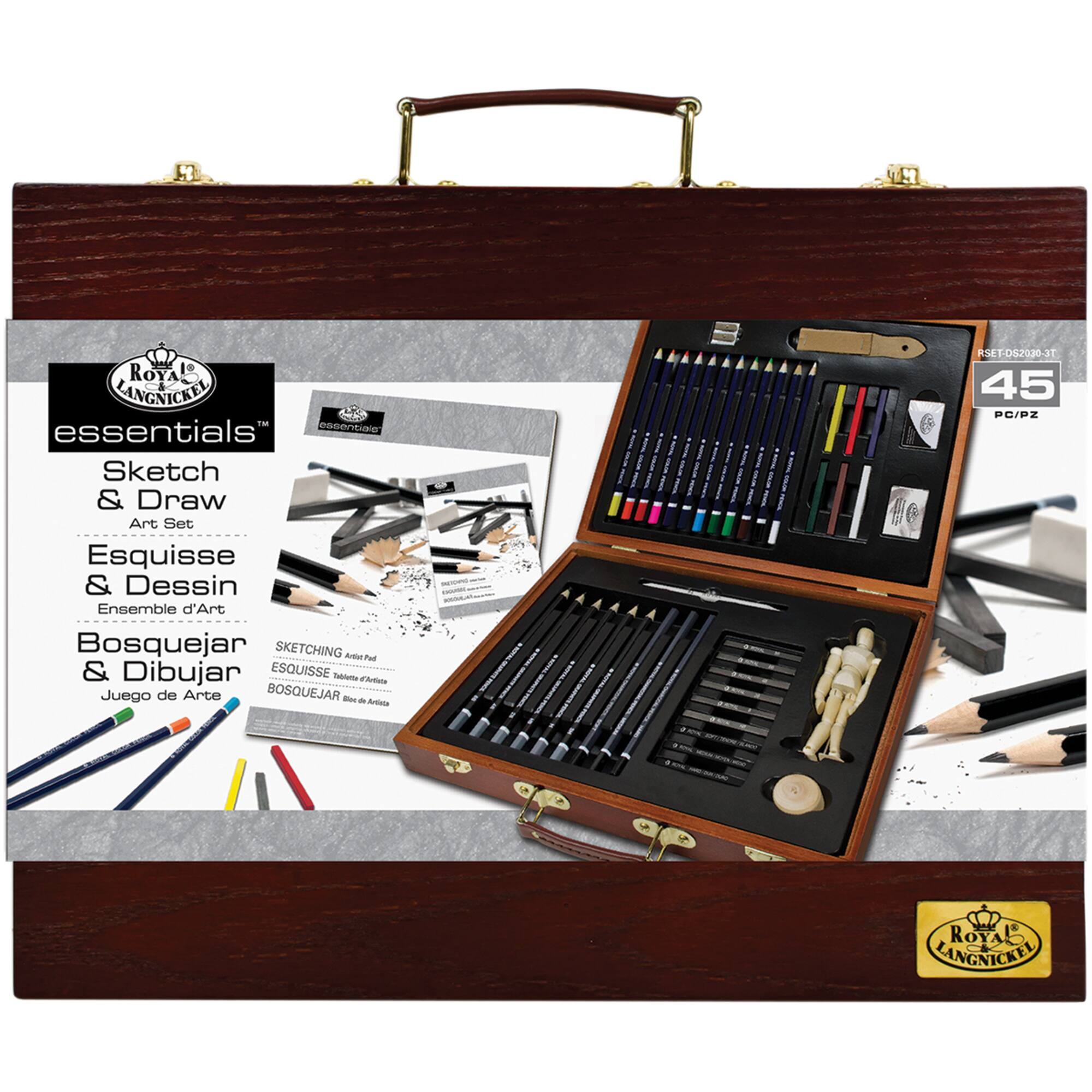 Royal & Langnickel® Essentials™ Sketch & Draw Wooden Box Art Set